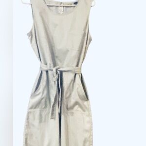 L L Bean 100%  Cotton Khaki dress Size 16 Timeless Versatile  Classic Lagenlook